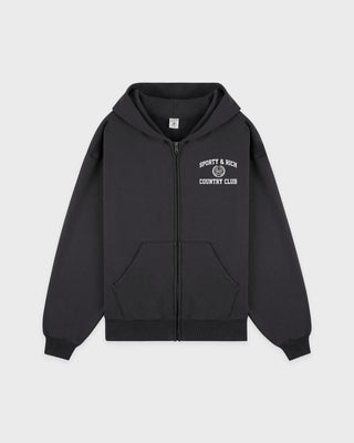 Varsity Crest Zip Hoodie - Carbon