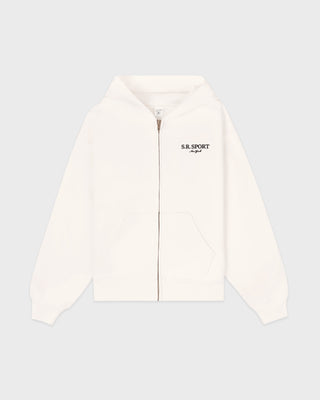 SR Sport Embroidered Zip Hoodie - Ecru