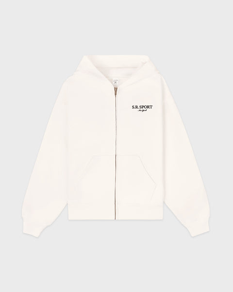 SR Sport Embroidered Zip Hoodie - Ecru
