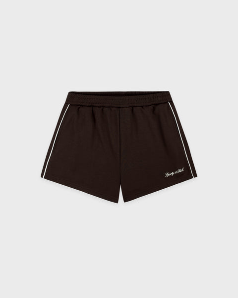 Serif Logo Retro Track Short - Cioco/White