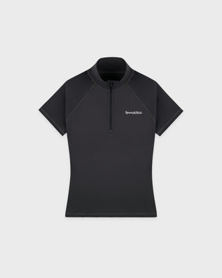 Serif Logo SS Sports Quarter Zip - Carbon