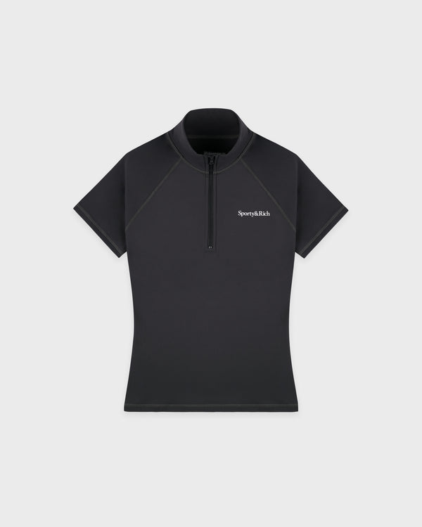 Serif Logo SS Sports Quarter Zip - Carbon
