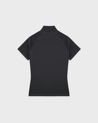 Serif Logo SS Sports Quarter Zip - Carbon