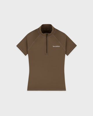 Serif Logo SS Sports Quarter Zip - Sand
