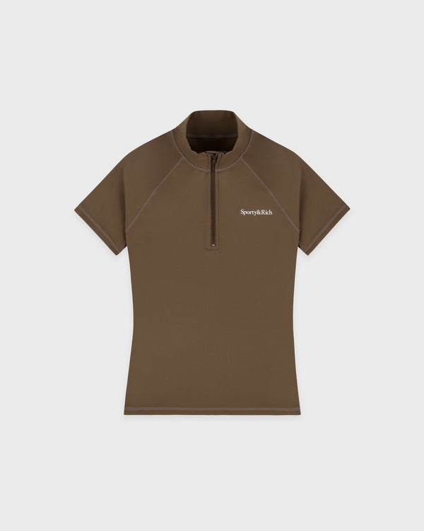 Serif Logo SS Sports Quarter Zip - Sand