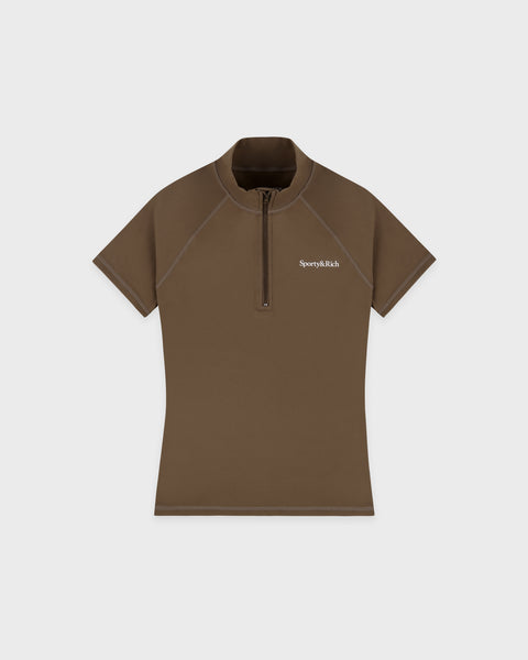 Serif Logo SS Sports Quarter Zip - Sand