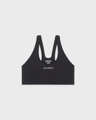 Serif Logo Sports Bra - Carbon