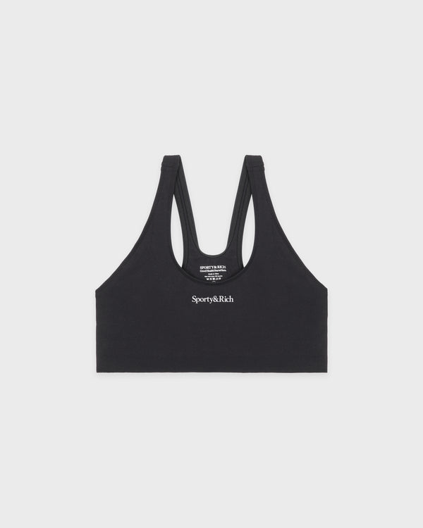 Serif Logo Sports Bra - Carbon