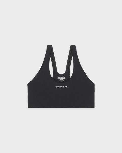 Serif Logo Sports Bra - Carbon