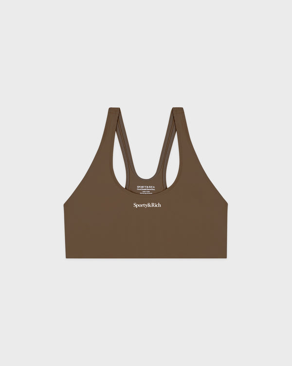 Serif Logo Sports Bra - Sand