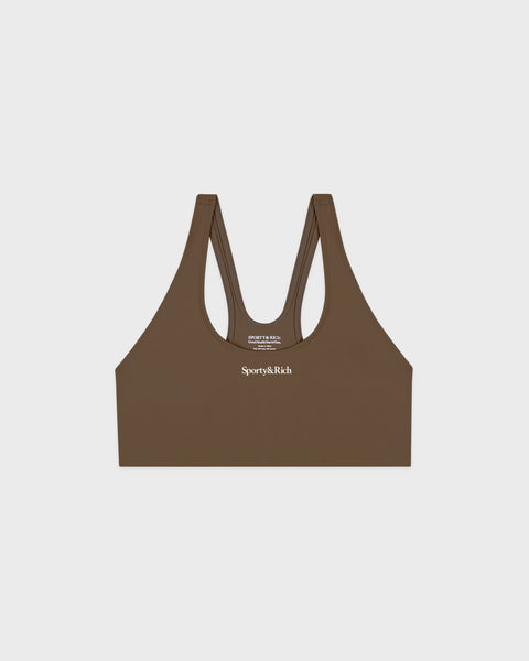 Serif Logo Sports Bra - Sand