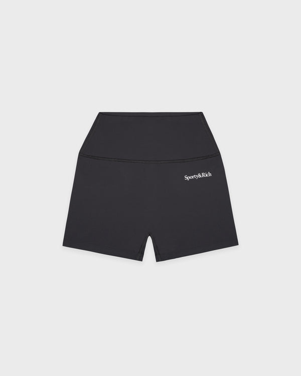 Serif Logo Mini Biker Short - Carbon