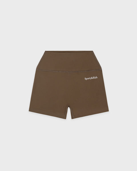 Serif Logo Mini Biker Short - Sand