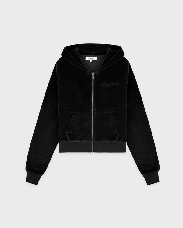 Signature Logo Krystal Zip Hoodie - Black/Crystal