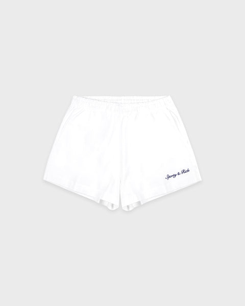 Syracuse Embroidered Disco Short - White/Navy