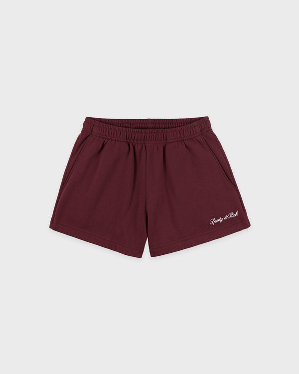Syracuse Embroidered Disco Short - Bordeaux/White