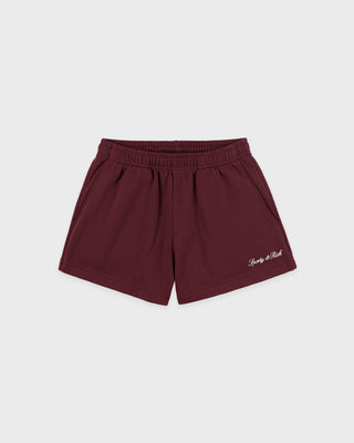 Syracuse Embroidered Disco Short - Bordeaux/White