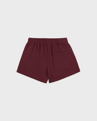 Syracuse Embroidered Disco Short - Bordeaux/White