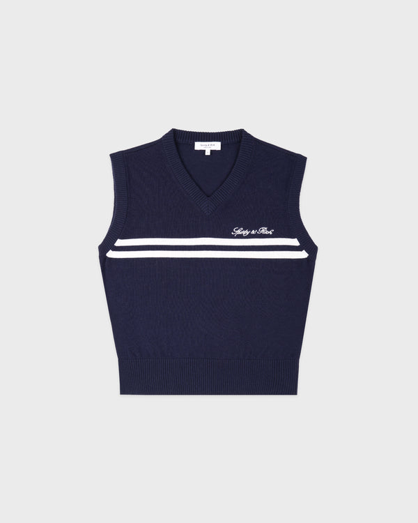 Signature Logo Knitted Vest - Navy/White