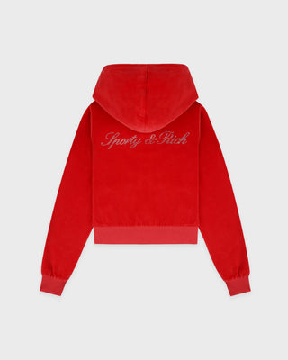 Signature Logo Krystal Zip Hoodie - Red/Crystal