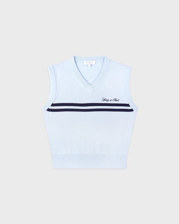 Signature Logo Knitted Vest - Ciel/Navy