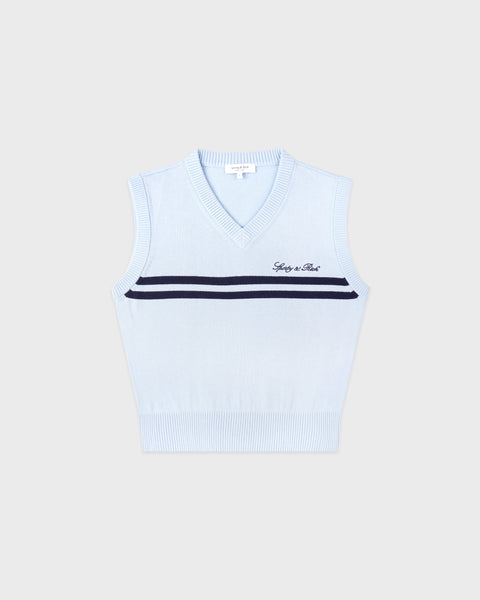 Signature Logo Knitted Vest - Ciel/Navy