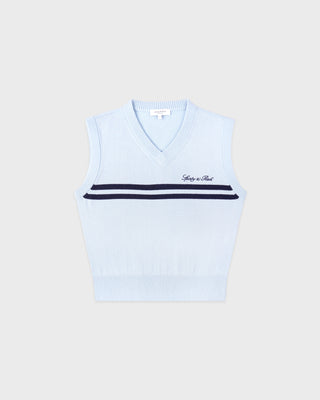 Signature Logo Knitted Vest - Ciel/Navy