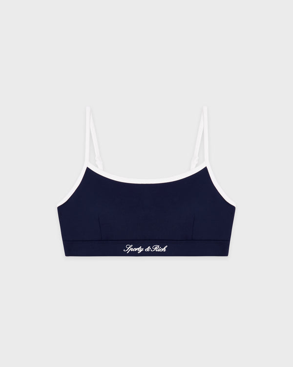 Signature Logo Athletic Bra - Navy/White