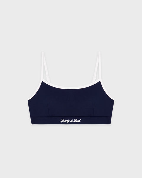 Signature Logo Athletic Bra - Navy/White – Sporty & Rich