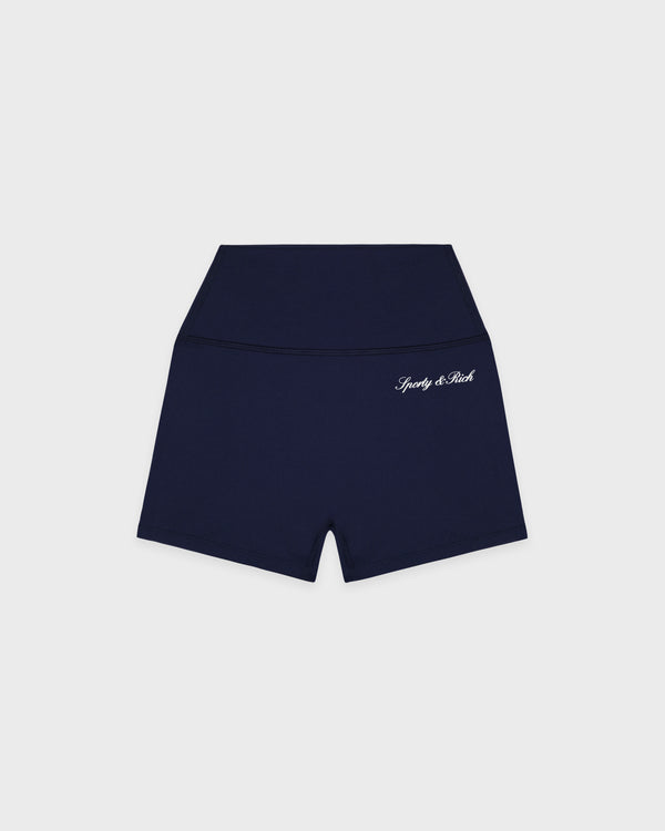 Signature Logo Mini Biker Short - Navy/White
