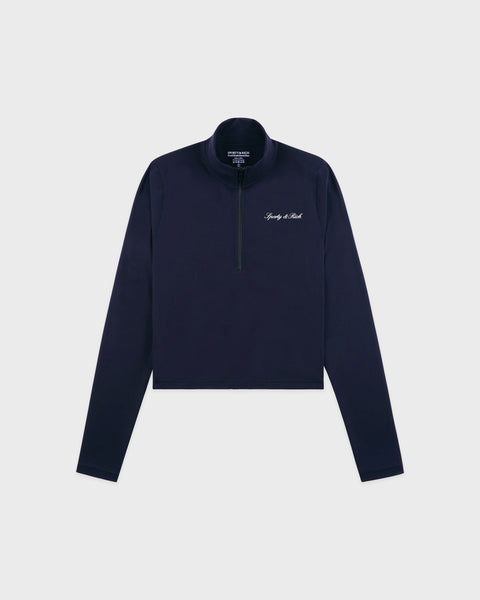 Signature Logo Sports Quarter Zip - Navy – Sporty & Rich