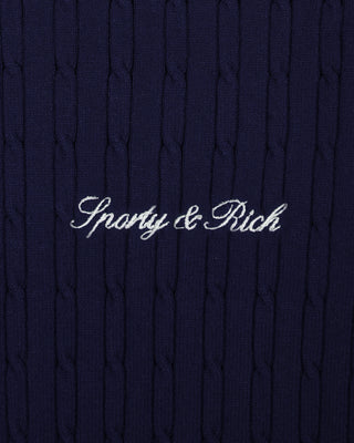 Signature Logo Mini Cable Polo - Navy/White