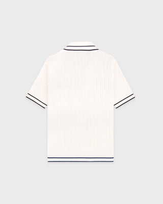 Signature Logo Mini Cable Polo - Ecru/Navy