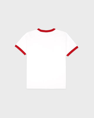 California Emblem Soft Ringer Tee - White/Ruby