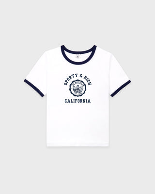 California Emblem Soft Ringer Tee - White/Dark Navy