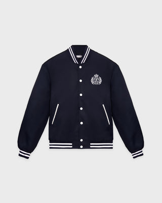 H&W Crest Oversized Varsity Jacket - Dark Navy