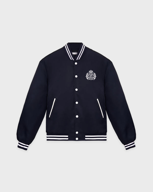 H&W Crest Oversized Varsity Jacket - Dark Navy