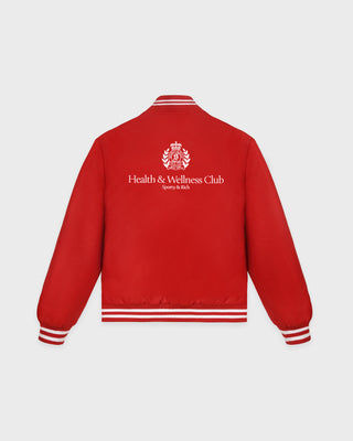 H&W Crest Oversized Varsity Jacket - Ruby