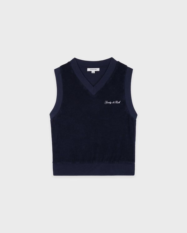 Signature Logo Terry Vest - Dark Navy