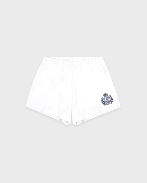 NY Crest Embroidered Disco Short - White/Light Navy