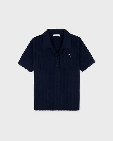 SRC Ribbed Polo - Dark Navy/White – Sporty & Rich