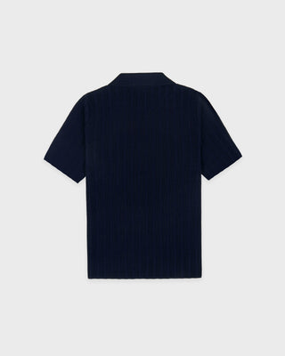 SRC Ribbed Polo - Dark Navy/White
