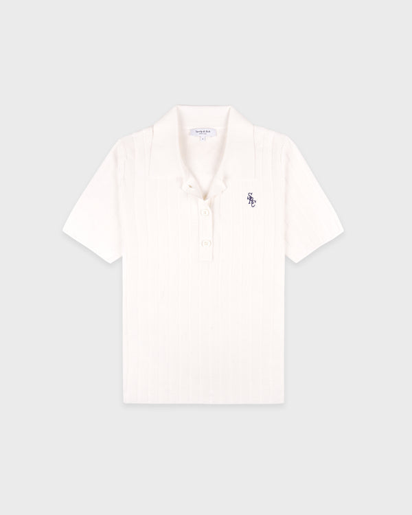 SRC Ribbed Polo - Ecru/Navy