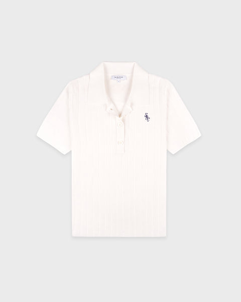 SRC Ribbed Polo - Ecru/Navy