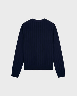 SRC Ribbed Cardigan - Dark Navy/White