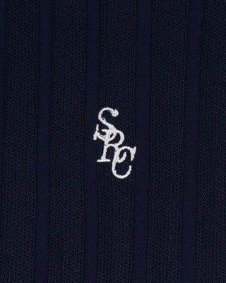 SRC Ribbed Cardigan - Dark Navy/White