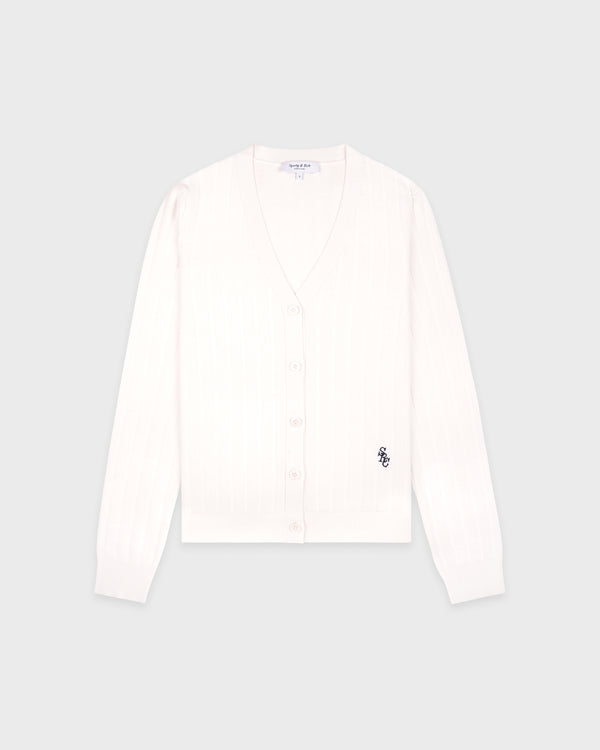 SRC Ribbed Cardigan - Ecru/Navy