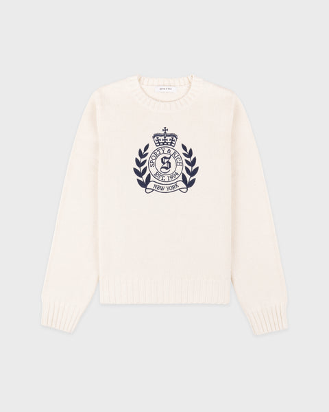 NY Crest Knitted Sweater - Ecru/Navy
