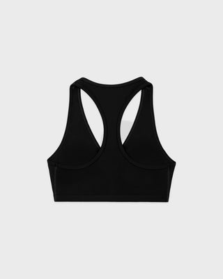 Signature Logo V-Neck Sports Bra - Black/White