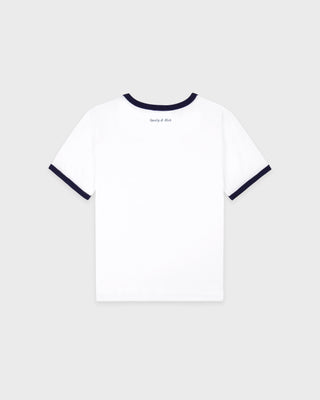Be Nice Soft Ringer Tee - White/Light Navy